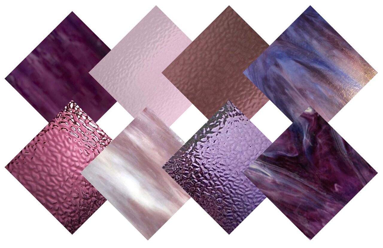 Wissmach 8 Sheet Mixed Color Variety, Purple, Stained Glass Pack and Mosaic Glass